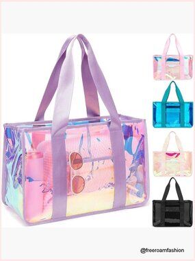 Large Waterproof Tote Bag with Zipper Closure, Spacious Beach Pool Travel